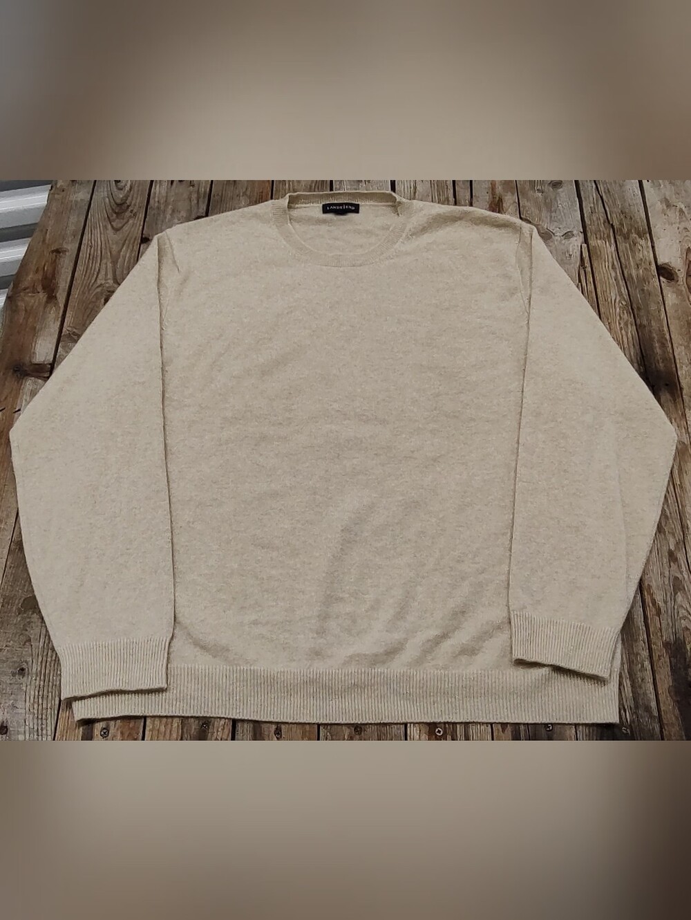 2000's Lands' End cashmere Cream knit Sweater men's Size XL